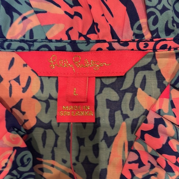Lilly Pulitzer Sherida Top in Borealis Blue Tropic Down Low size Large NWT - Picture 10 of 11
